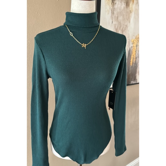 Dark green turtleneck bodysuit - Picture 5 of 7